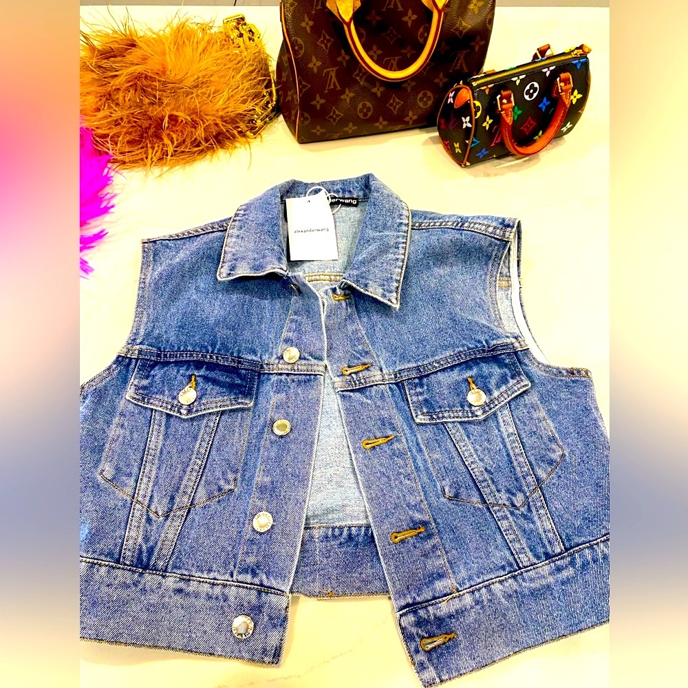 Alexander Wang designer denim Jean vest size medium